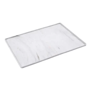 Messy Mutts Dog & Cat Silicone Raised Edge Non-slip Mat Folded PKG 16 in x 12 in Marble Small