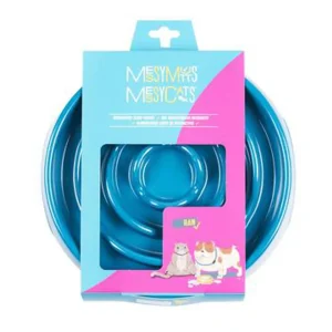 Messy Mutts Dog Cat Slow-Feeder, Blue 1.75 Cups