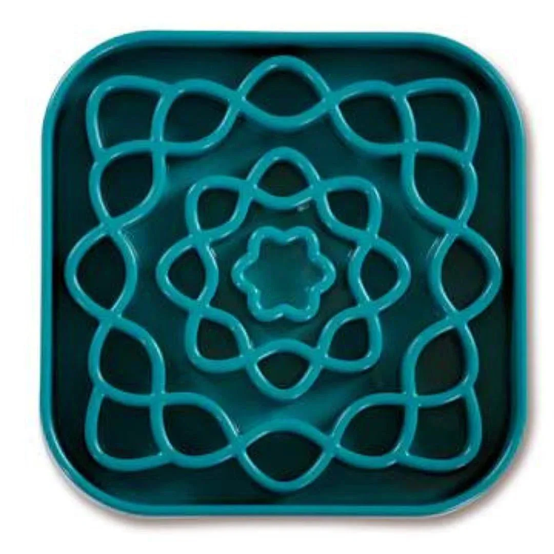 Messy Mutts Dog & Cat Slow-Feeder Square, Blue 2 Cup