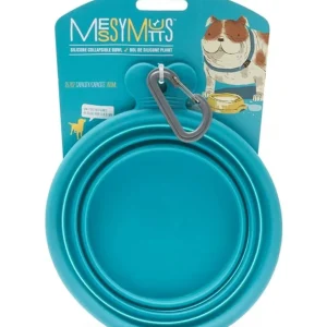 Messy Mutts Dog Collapsible Bowl, Blue 1.5 Cup