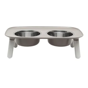 Messy Mutts Dog Double Feeder Elevated Grey