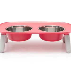Messy Mutts Dog Double Feeder Elevated Red