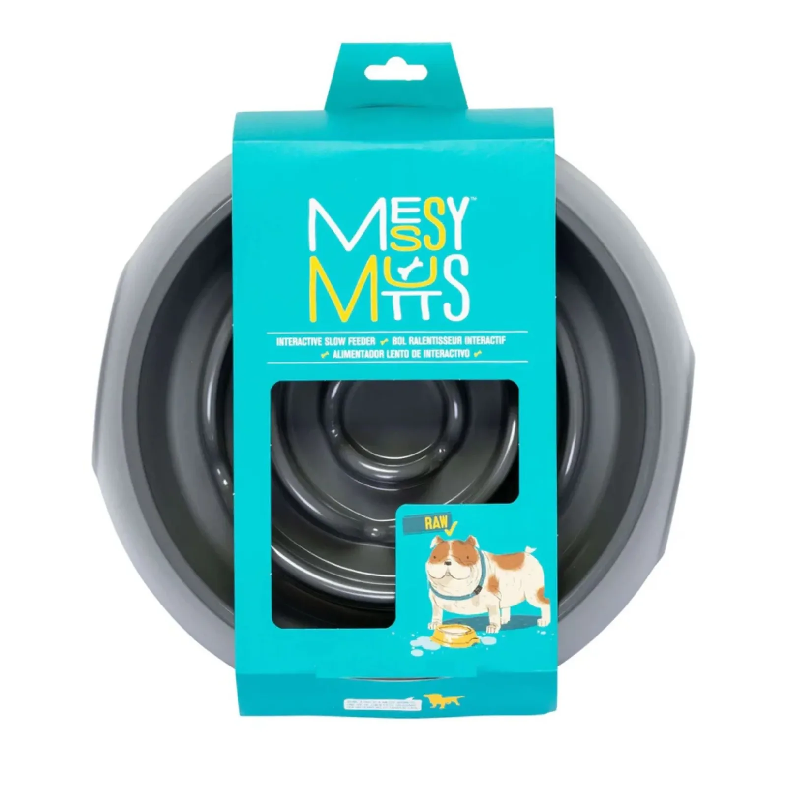 Messy Mutts Dog Slow-Feeder Speckled, Grey 3 Cup