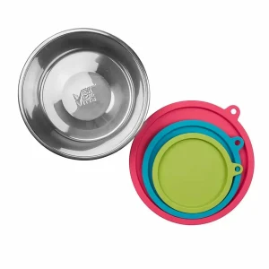 Messy Mutts Stainless Steel Dog Bowl with Silicone Lid Set X-Large, 6-Count