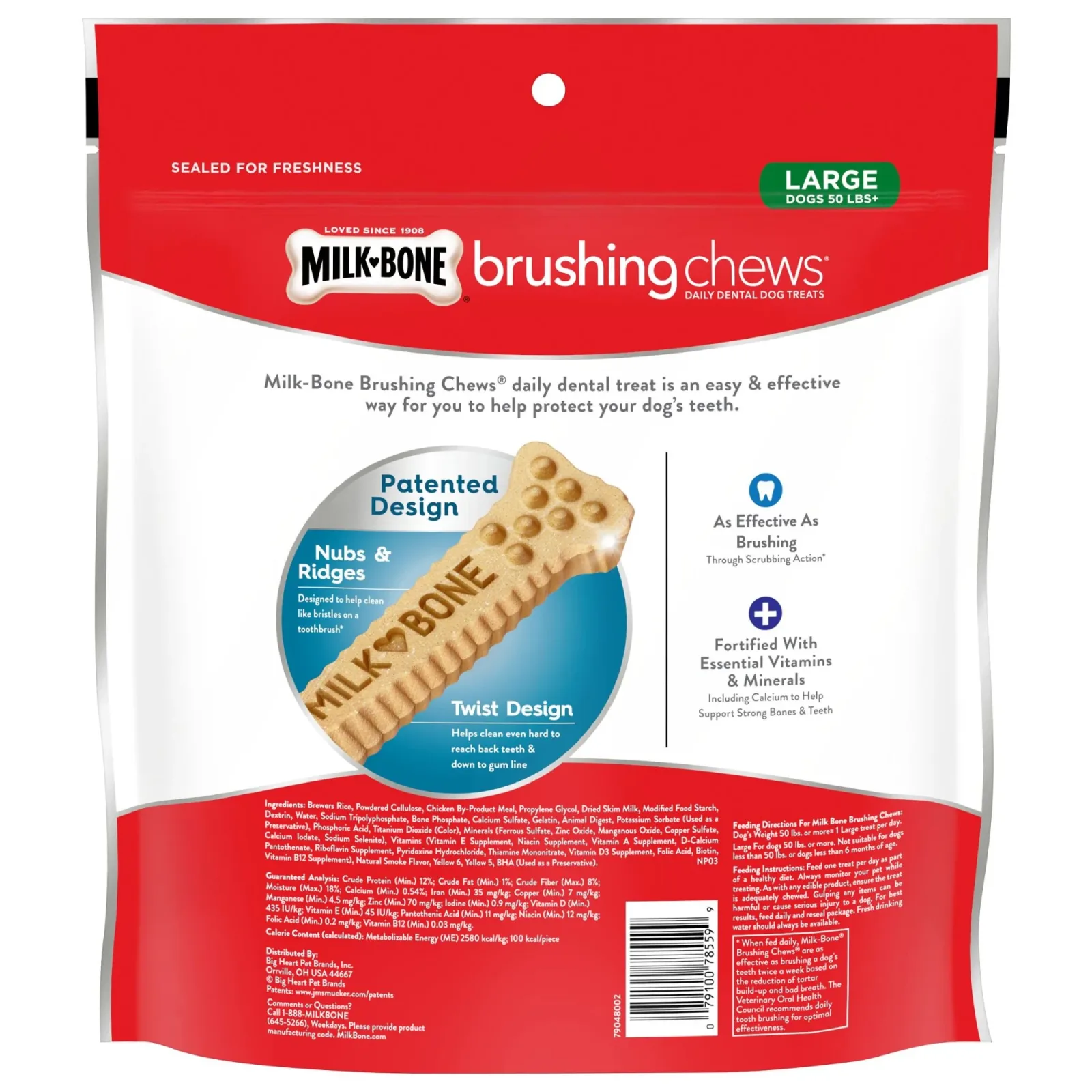 Milk-Bone Brushing Chews Daily Dental Dog Treats, Large, 24.2 Oz. Bag, 18 Bones Per Bag - Image 2