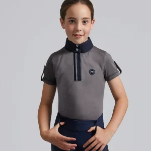 Mini Amia Girl's Technical Short Sleeve Riding Top Grey
