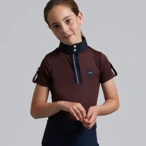 Mini Amia Girl's Technical Short Sleeve Riding Top Wine