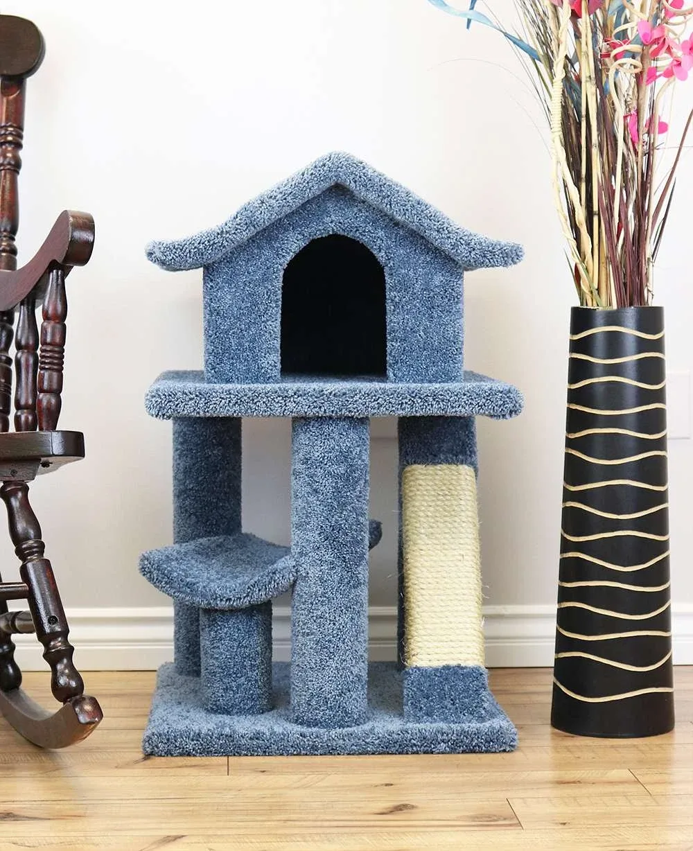 Mini Cat Pagoda House — Solid Wood Cat Hideaway & Lounge for Small Cats