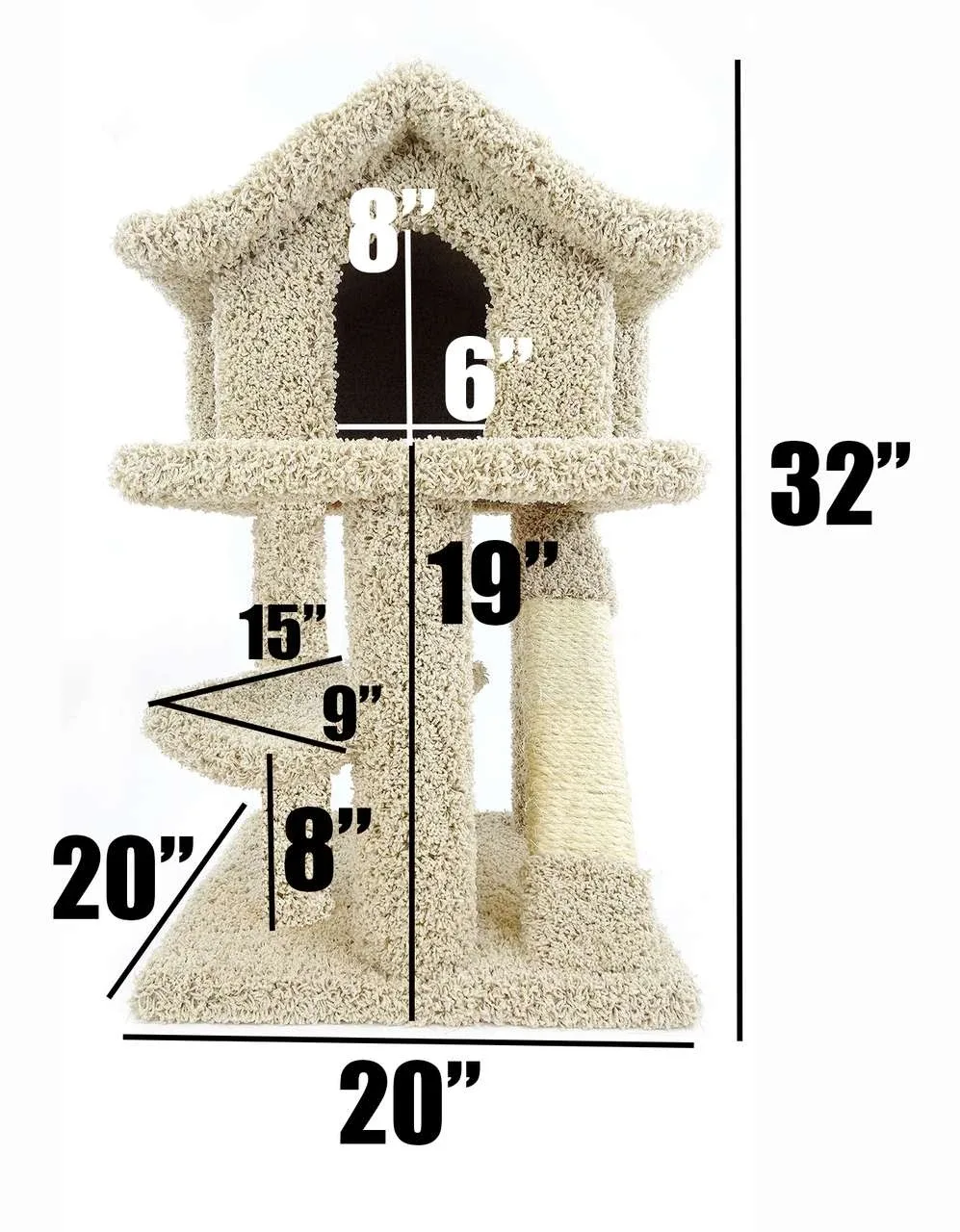 Mini Cat Pagoda House — Solid Wood Cat Hideaway & Lounge for Small Cats - Image 2