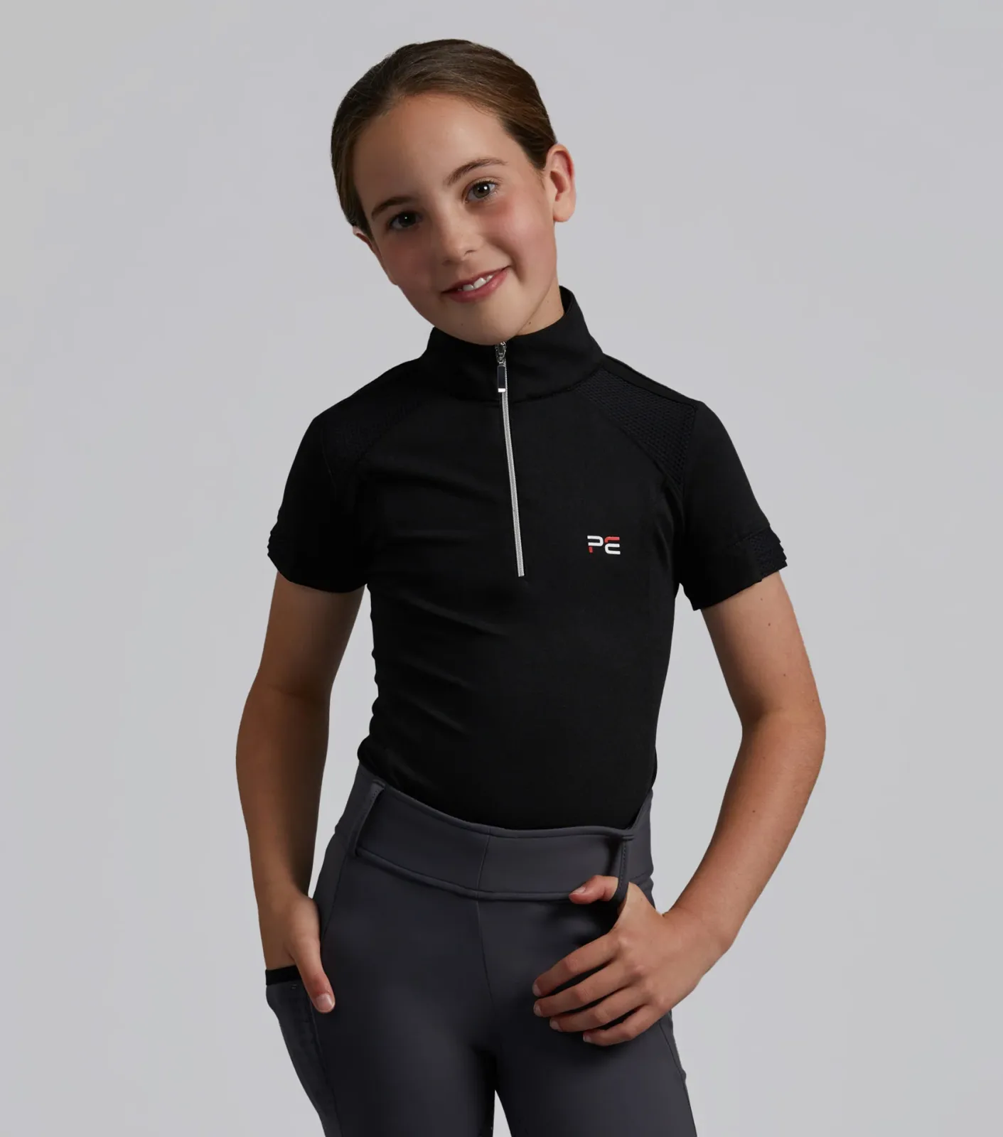 Mini Remisa Girl's Technical Short Sleeve Riding Top Black