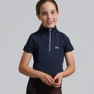 Mini Remisa Girl's Technical Short Sleeve Riding Top Navy