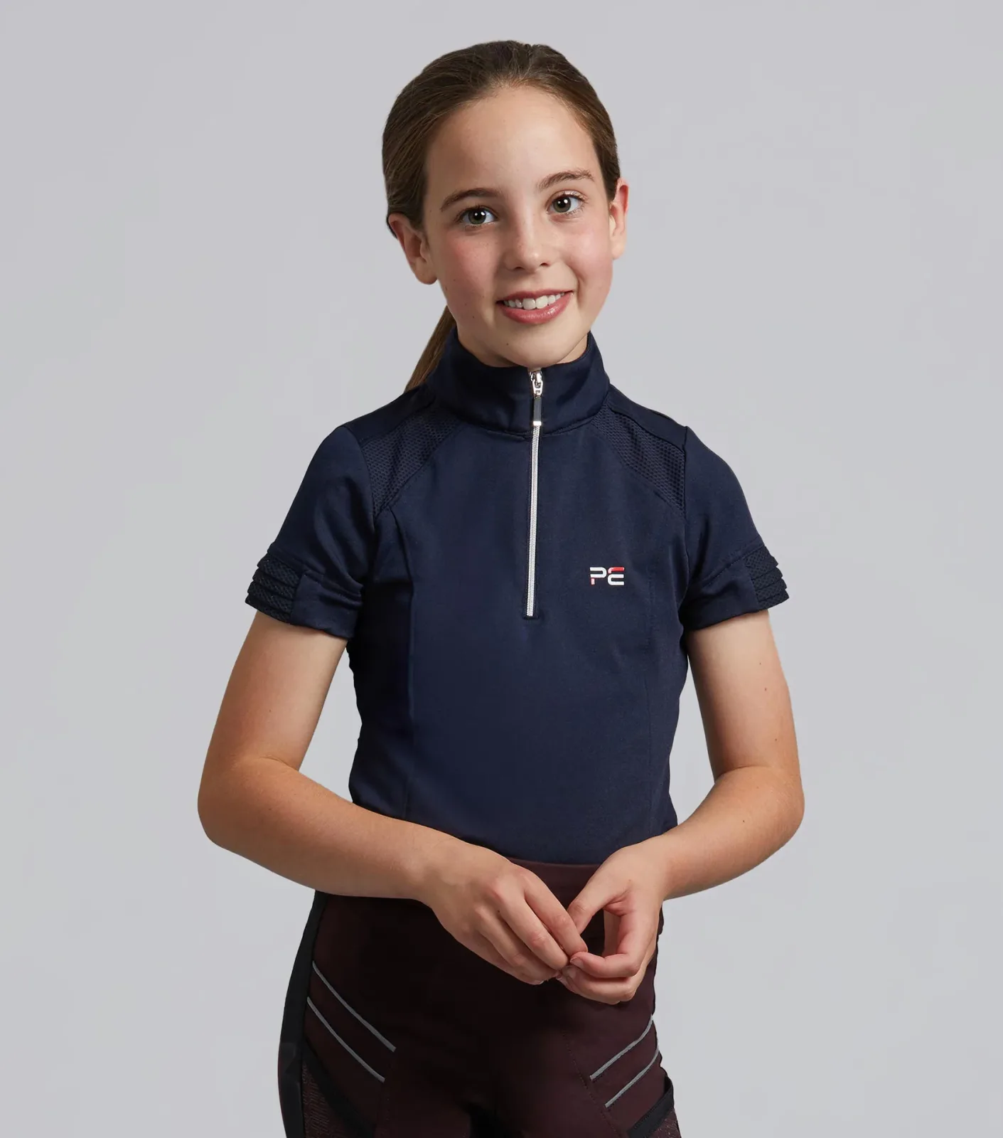 Mini Remisa Girl's Technical Short Sleeve Riding Top Navy