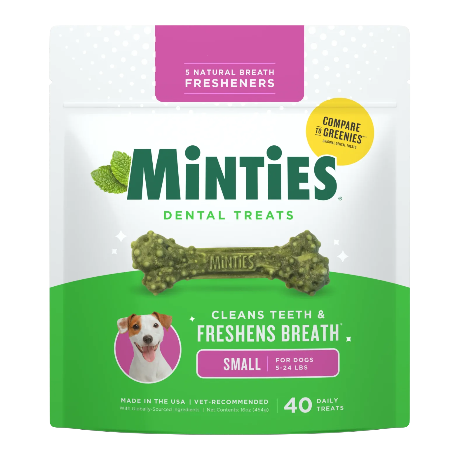 Minties Dog Dental Bone Treats Tiny/Small 16oz