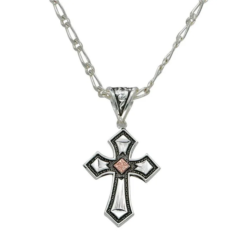 Montana Silversmiths Antique Silver and Copper Cross Necklace