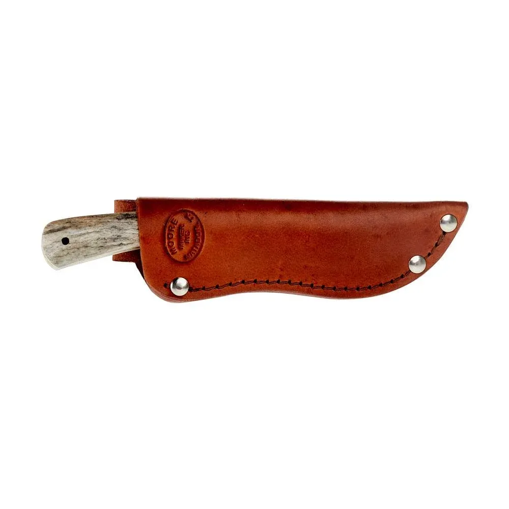 Moore Maker Hunter Whitetail Antler Knife w/Sheath 6100W - Image 2