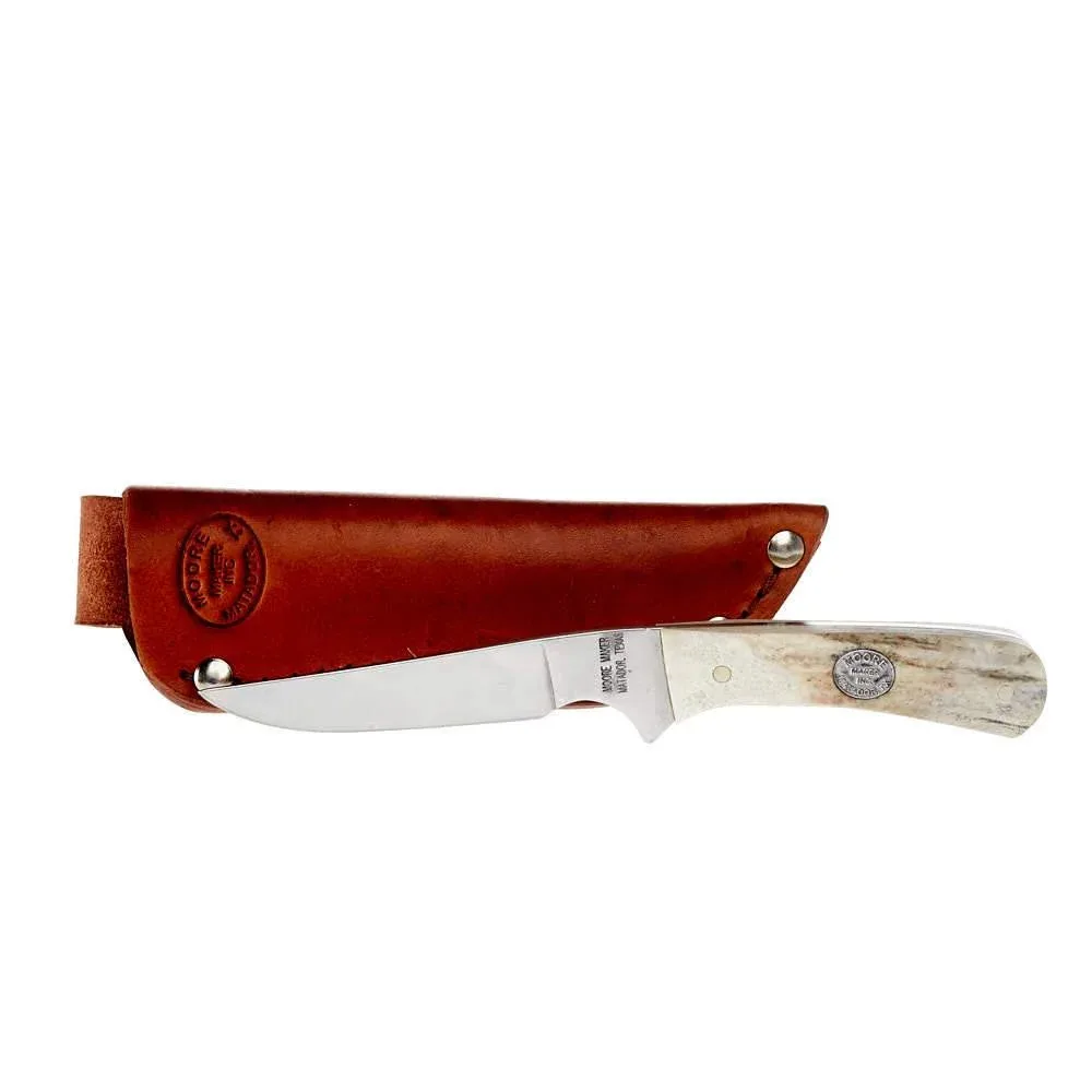 Moore Maker Hunter Whitetail Antler Knife w/Sheath 6100W
