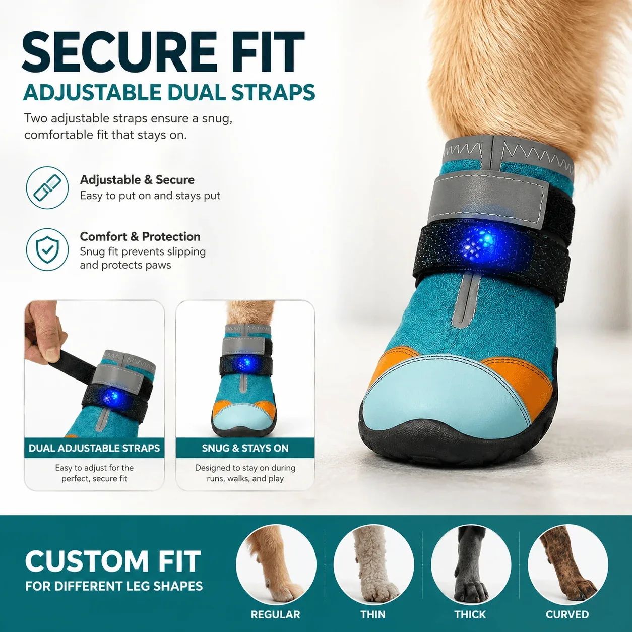 Motion-Activated LED Dog Boots – Breathable Anti-Slip Paw Protection Shoes - 2pcs - Image 2