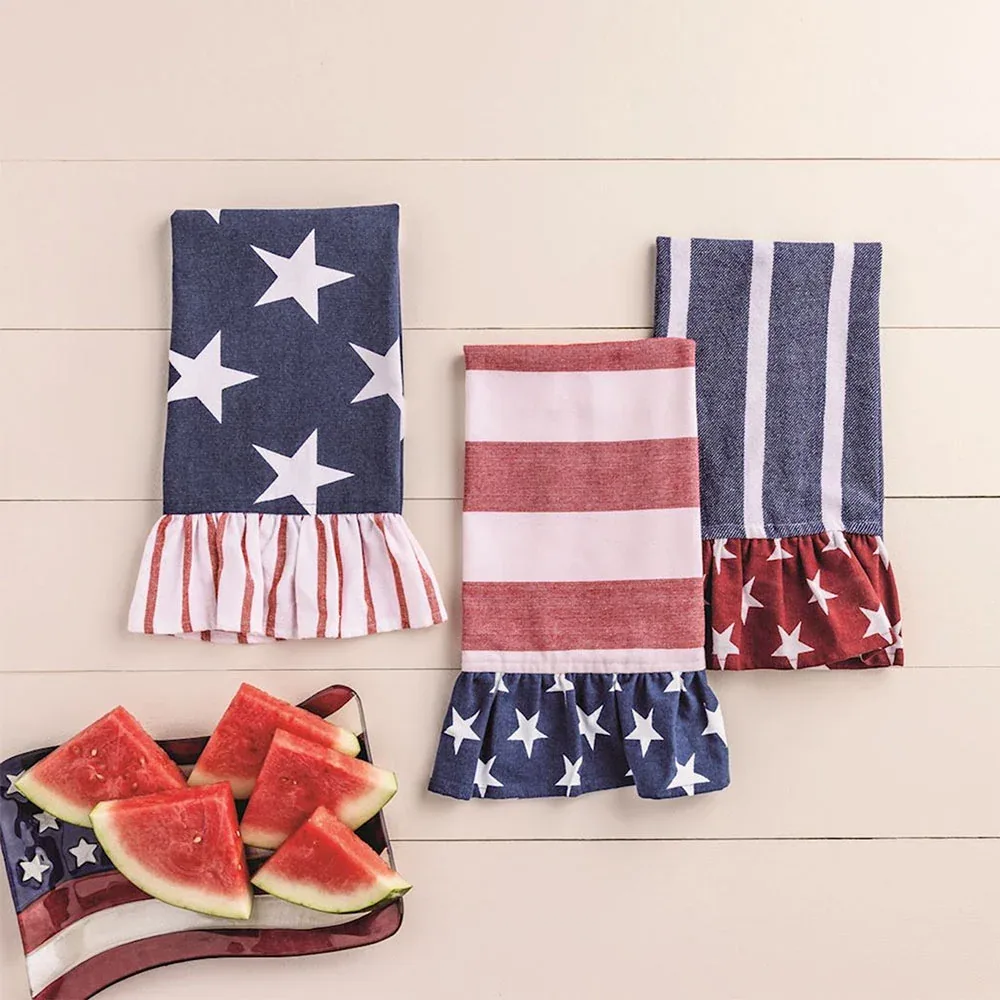 Mud Pie Blue Stripe Americana Towel - Image 2