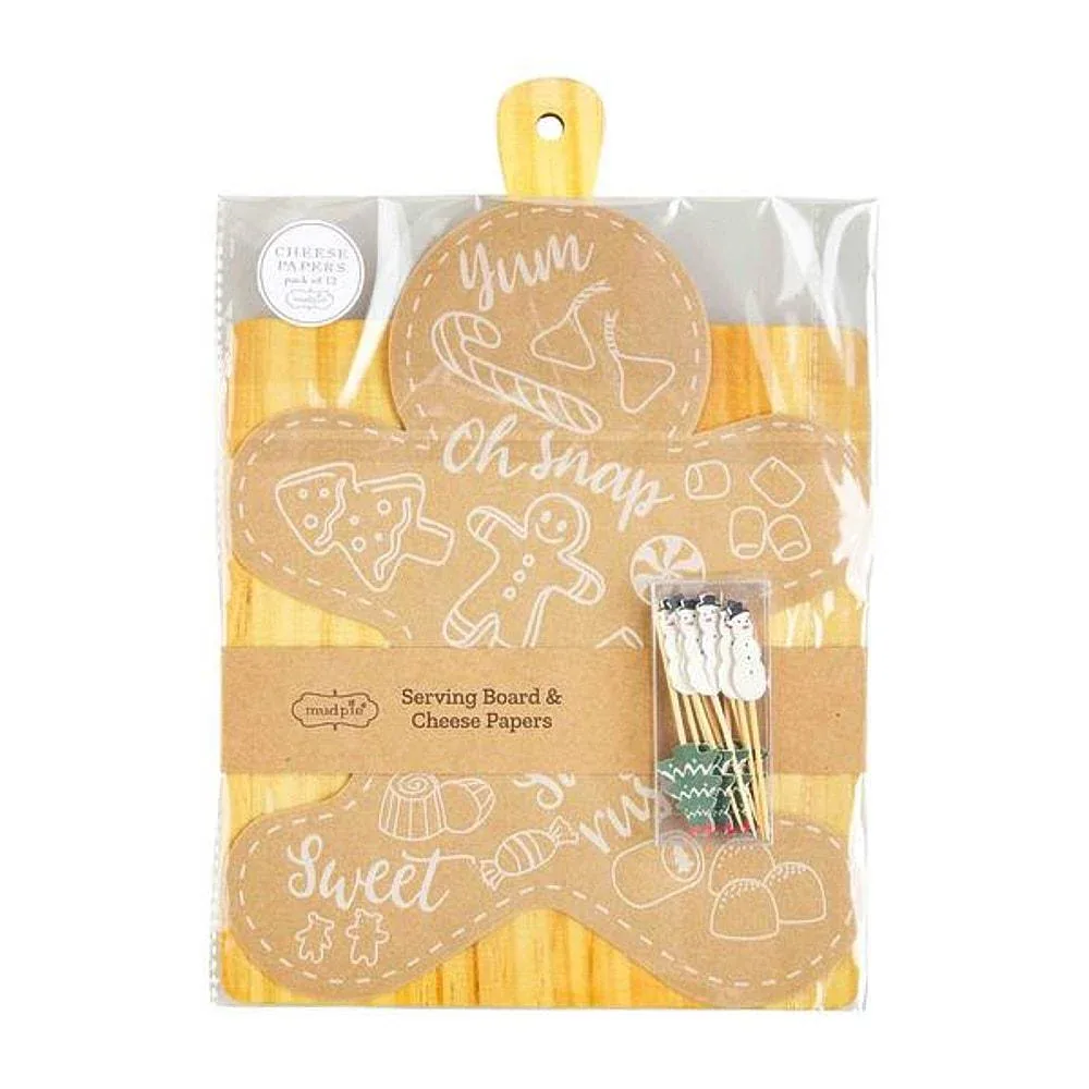Mud Pie Christmas Board with Gingerbread Cheese Paper Set