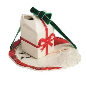 Mud Pie Dear Santa Cookie Plate and Milk Set