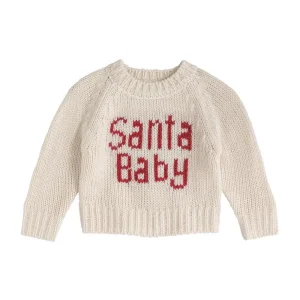 Mud Pie Girl's White Santa Baby Sweater