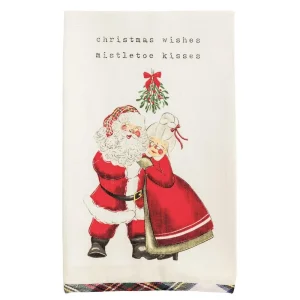 Mud Pie Mr and Mrs Claus Christmas Tartan Towel