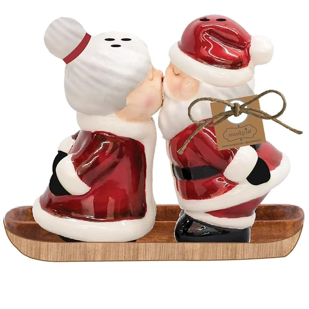 Mud Pie MR. and MRS. Claus Salt and Pepper Shaker Set