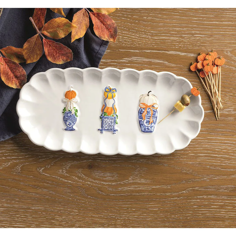 Mud Pie Pumpkin Topiary Tray and Toothpick Set - Image 2