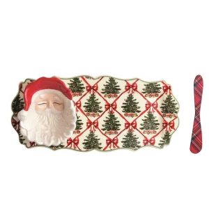 Mud Pie Tree Tray and Santa Tidbit Set