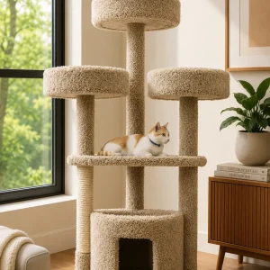 Multi-Level Cat Condo with Enclosed House