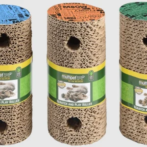 Multipet Cat Scratch Roller Catnip Cat Toy Assorted, 7.5 in