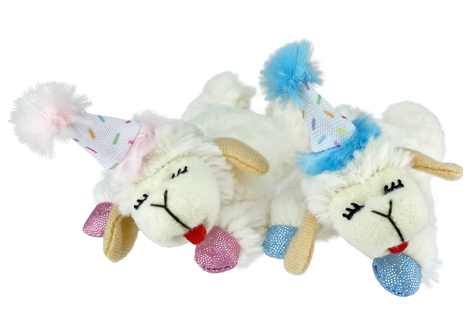 Multipet Lamb Chop Birthday Cat Toy 4 in Blue