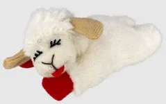 Multipet Lamb Chop Catnip Cat Toy White-Red, 4 in Small - Image 2