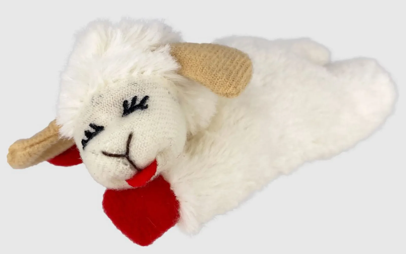 Multipet Lamb Chop Catnip Cat Toy White-Red, 4 in Small