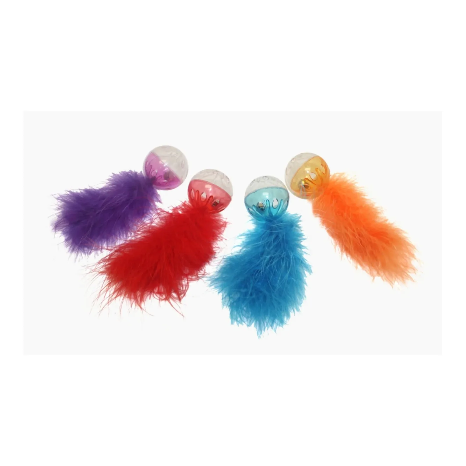 Multipet Lattice Ball with Feather Cat Toy Assorted, 5 in, 2-Count