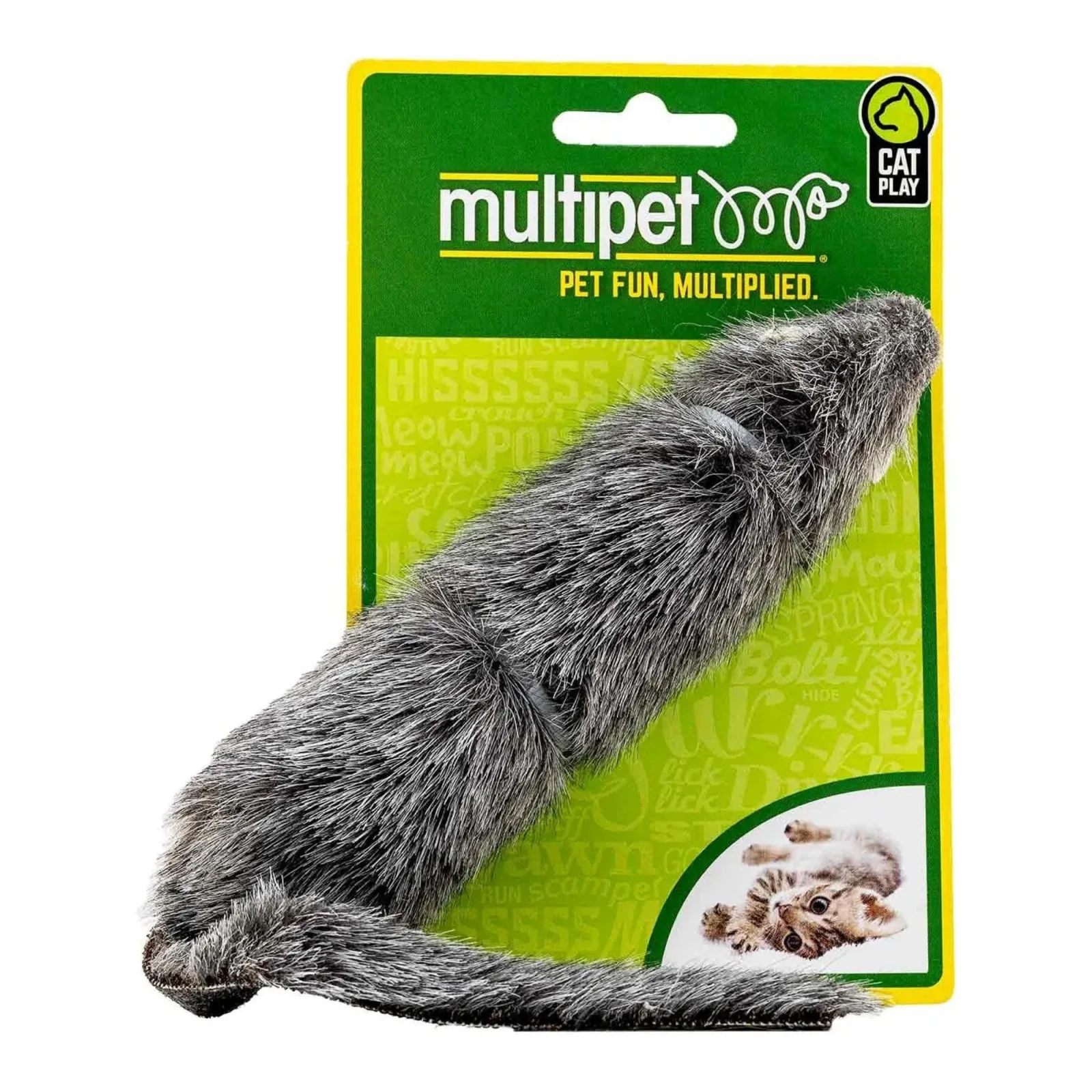Multipet Long Furry Mouse Cat Toy Assorted, 5.5 in