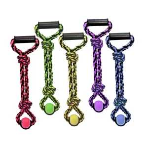 Multipet Nuts for Knots 2-Knot Rope Tug Dog Toy With Tennis Ball Assorted 20 in