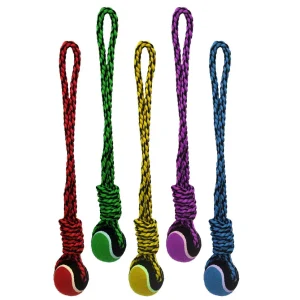 Multipet Nuts for Knots 20in Rope Tug Dog Toy With Tennis Ball Assorted 20in LG