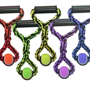 Multipet Nuts for Knots Rope Tug Dog Toy With Tennis Ball Assorted 14in SM
