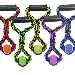 Multipet Nuts for Knots Rope Tug Dog Toy With Tennis Ball Assorted 20in LG