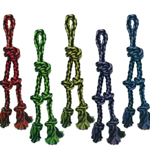 Multipet Nuts for Knots Rope Tug With 2 Danglers Dog Toy Assorted 20in LG