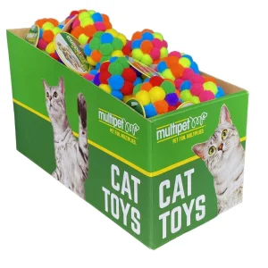 Multipet PomPom Rattle Cat Toy PDQ, 25-Count