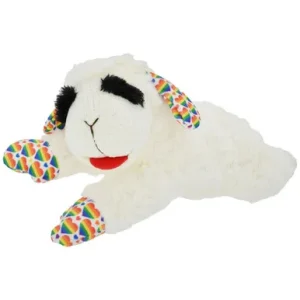 Multipet Rainbow Hearts Lamb Chop Plush Dog Toy
