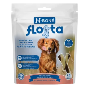 N-Bone Flossta Dual Action Dog Dental Chew Beef Liver 15 ct, 12 oz