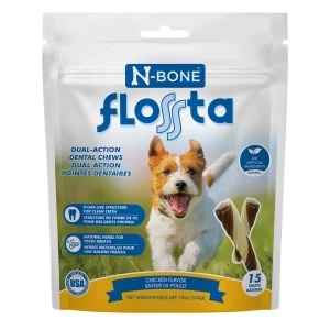 N-Bone Flossta Dual Action Dog Dental Chew Chicken 15 ct, 12 oz