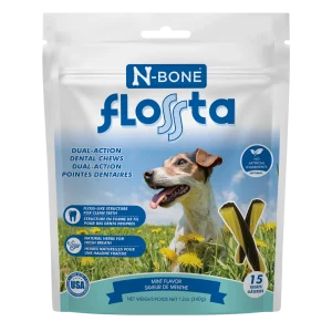 N-Bone Flossta Dual Action Dog Dental Chew Mint 15 ct, 12 oz