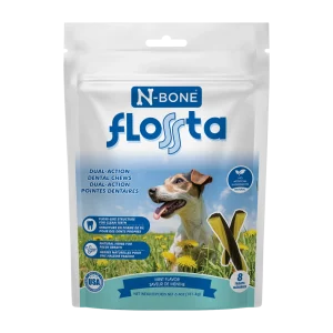 N-Bone Flossta Dual Action Dog Dental Chew Mint 8 ct, 6.4 oz