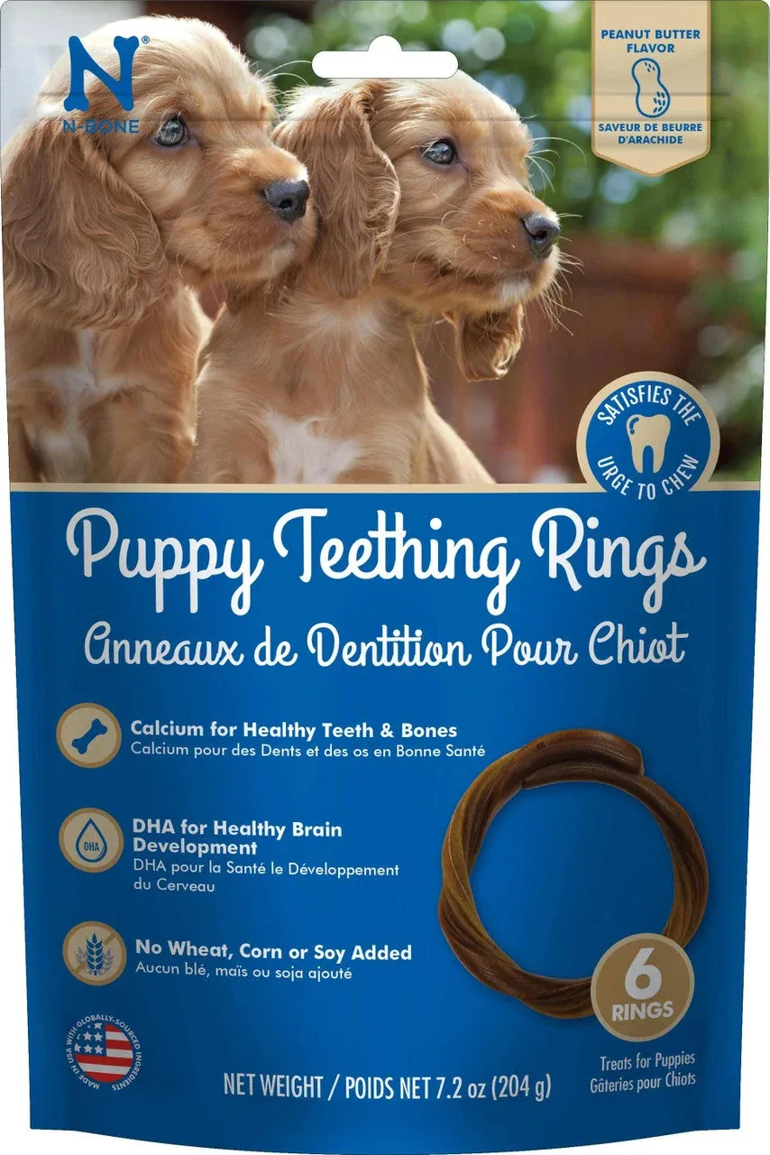 N-Bone Puppy Teething Rings Peanut Butter Flavor 6 pack