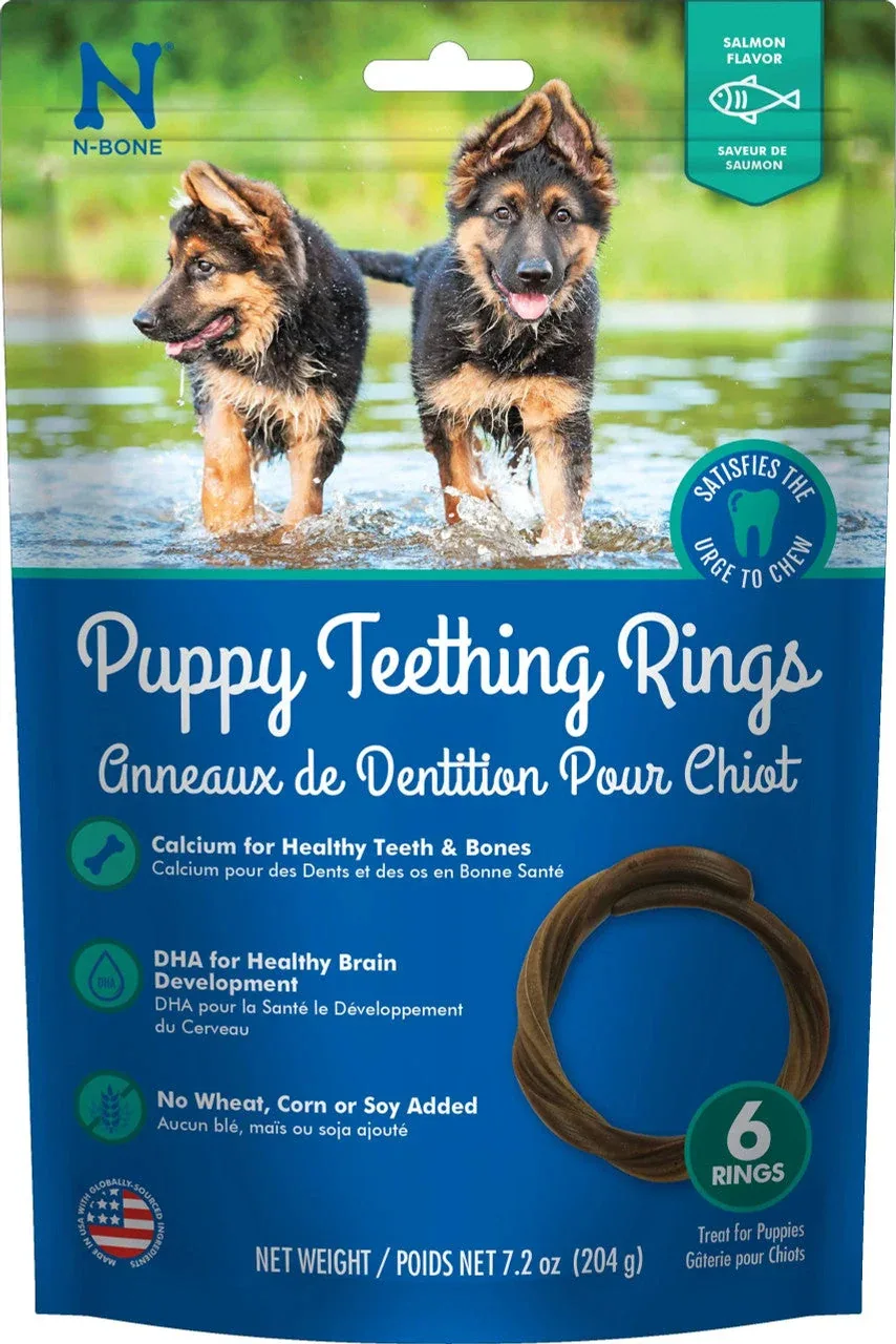 N-Bone Puppy Teething Rings Salmon Flavor 6 pack
