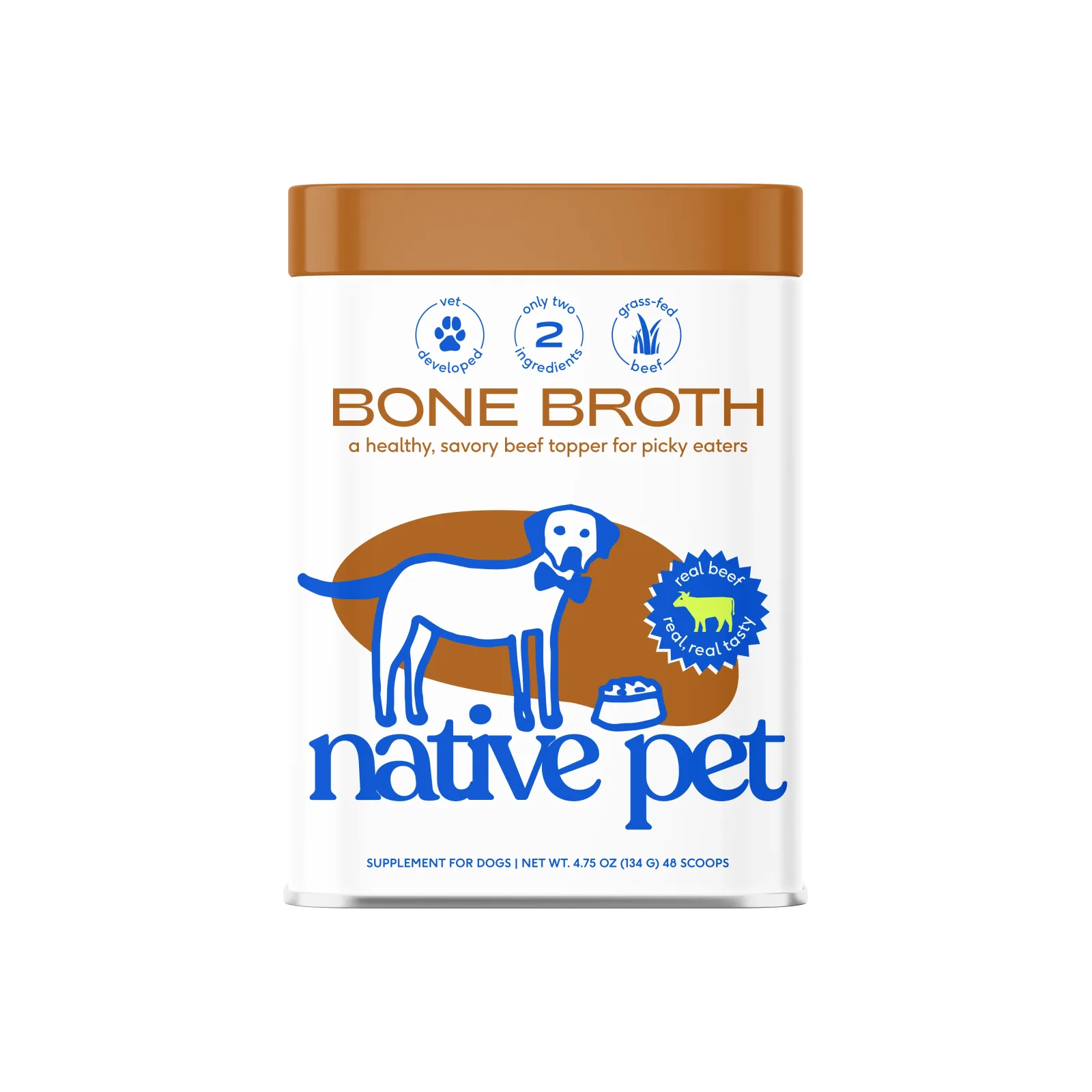 Native Pet Beef Bone Broth Powder Grain-Free Dog Food Topper, 4.75 oz